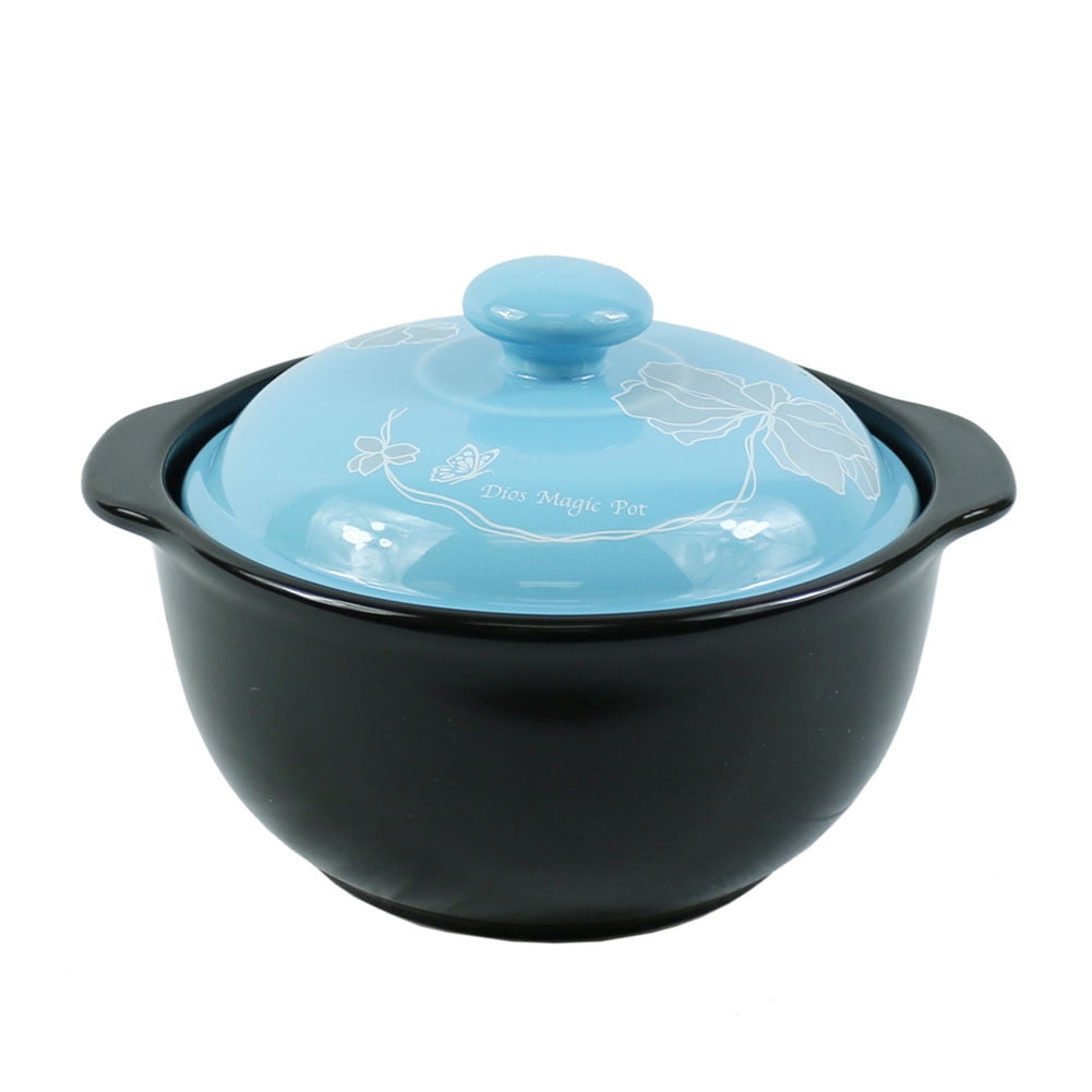 The Elixir Eco Green Stovetop Ceramic Stew Pot Hot Pot Clay Pots with Color Lid Stockpot Cookware 0.5 QT 