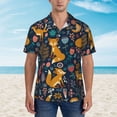 thumbnail image 4 of Fotbe Colorful Fox Hawaiian Shirt for Men Unisex Summer Beach Casual Short Sleeve Cotton Linen Button Down Shirts-Large, 4 of 9