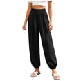 thumbnail image 6 of Joggers for Women Ihhxva Cuffed Ankle Relaxed Fit Jogger Pants Elastic Waist Solid Color Fashion Adjustable with Pockets Athletic Casual Lounge S-2XL, 6 of 9