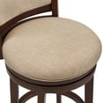 thumbnail image 6 of Weston Home Upholstered Swivel Seat Cherry Finish Wood Bar Height Stool, Beige, 6 of 9
