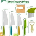 thumbnail image 2 of Jetcloudlive 7Pcs Wooden Kids Kitchen Knife, Plastic Safe Knife Set Include Wood Kids Safe Knife, Serrated Edges Plastic Toddler Knife, Plastic Potato Slicers, Sandwich Cutter, Y Peeler, 2 of 7