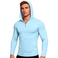 thumbnail image 3 of TKKCS Mens Hooded Sun Protection Jackets- Outdoor Lightweight Fishing Hiking Zip Up Jackets Light Blue Size M, 3 of 8