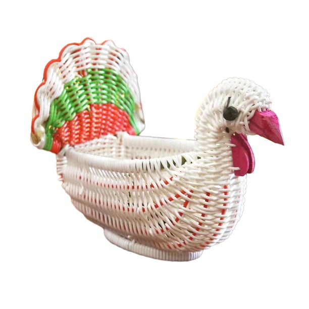 Cesta de frutas tejida a mano, decorativa, para guardar verduras, bandeja para servir Pavo real