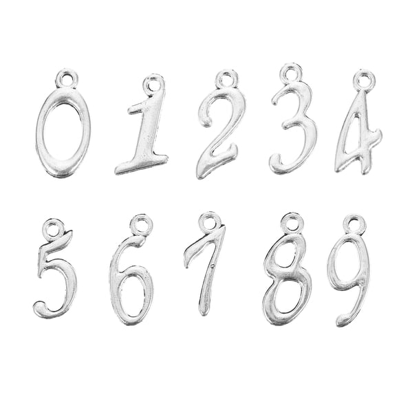 FRCOLOR Breloques Chiffres 50 Pcs DIY 0-9 Chiffres Breloques Chiffres Arabes 0-9 Pendentifs Bijoux DIY,0.77"X0.39"X0.08 Pouces