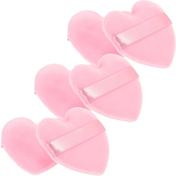Soimiss 6Pcs Heart Shaped Powder Pink Small Makeup Puff for Face Powder Easy to Use and Portable