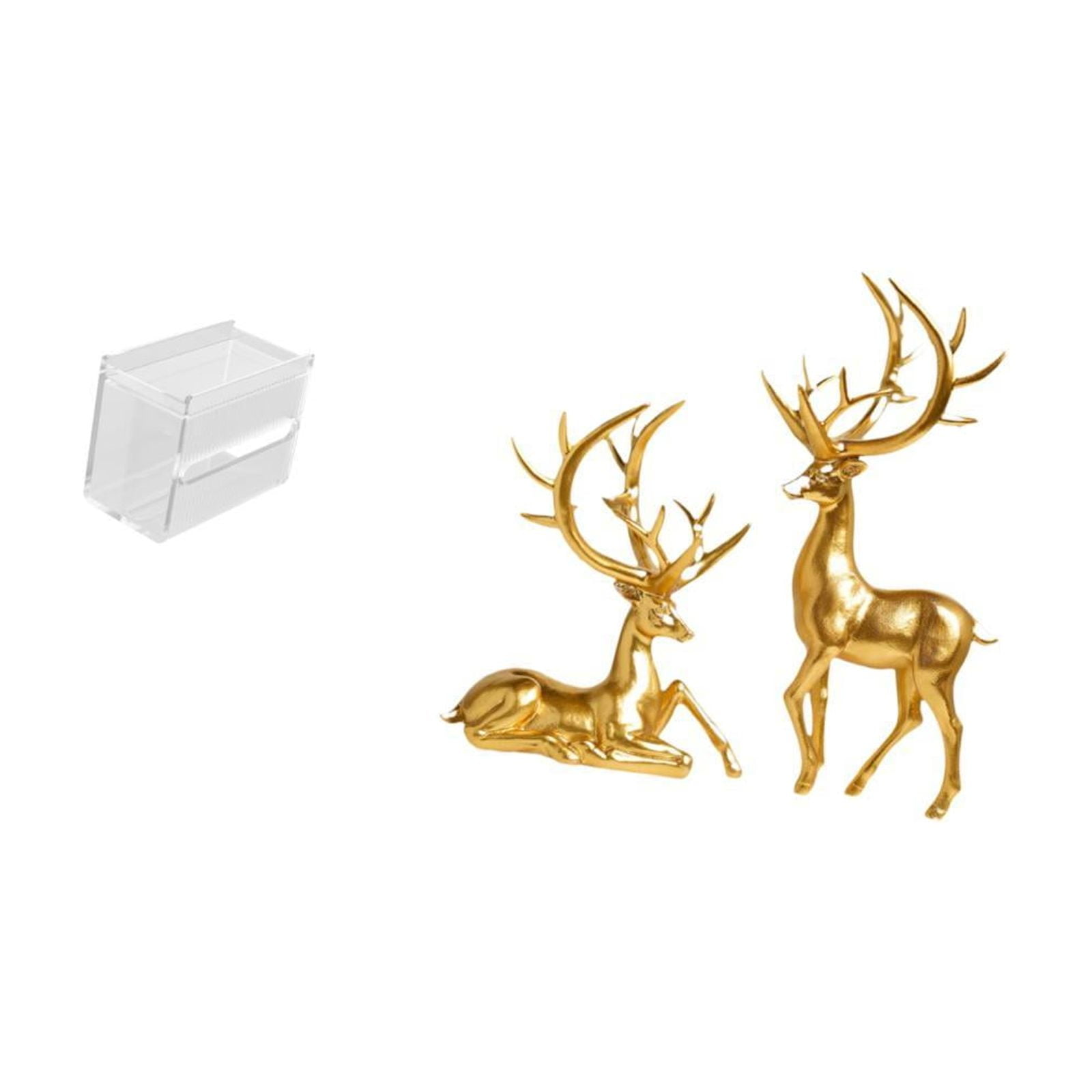 Fiocias Acrylic Toilet Paper Storage Box Modern Paper Towel Dispenser Wall Mounted Toilet Tissue Paper Holder Couple Deer Statues Decorative Sculptures Collec