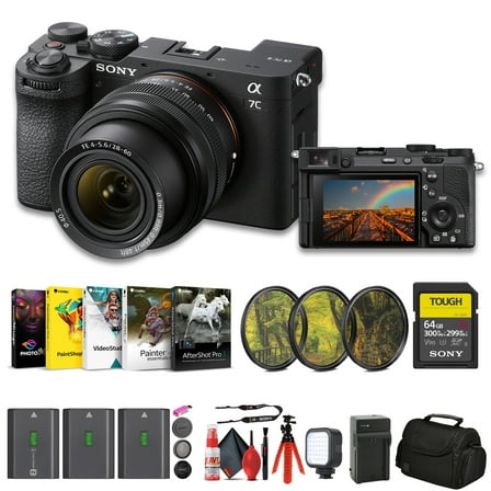 Sony a7C II Mirrorless Camera with 28-60mm Lens (ILCE-7CM2L/B)   Accessory Kit (International Model)