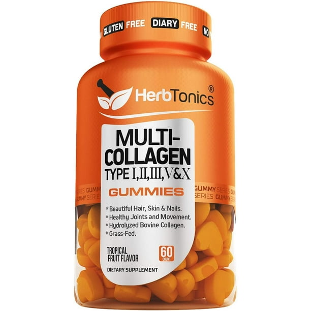 Multi Collagen Gummies Type 1,2,3,5 & 10 + Biotin for Hair Growth Skin & Nails Supplement