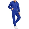 thumbnail image 3 of PInxai Kids Sweatsuits Casual Workout Sets Zip up Hooded Long Sleeve Sweatshirts Joggers with Pockets Unisex Clothing,Blue,160, 3 of 7