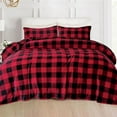 thumbnail image 2 of Elegant Comfort Cozy Warm Velvet Plush Flannel 4-Piece Sheet Set, Queen - Buffalo Red, 2 of 5