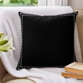 thumbnail image 3 of Pillow Covers 26x26 Set of 2, Black Textured Throw Pillow Covers Decorative Couch Cushion Cover, Farmhouse Country Woven Striped Microfiber Soft Square Pillowcases for Bedroom Living Room Sofa, 3 of 9