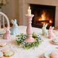 thumbnail image 5 of Kumdkd Blue Artificial Flower Candle Wreath, 13.78" Diameter, Spring Summer Wedding Table Centerpiece, Easter Door Hanging Decor, Plastic & Fabric Floral Ring for Home, 5 of 6