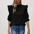 thumbnail image 2 of Tumotour Long Sleeve Shirts for Women Crewneck Loose Ruffle Pullover Blouses Solid Lightweight Casual T-Shirts Spring Basic tops Clothes Comfy Fall Fashion Trendy Outfits 2025, 2 of 7