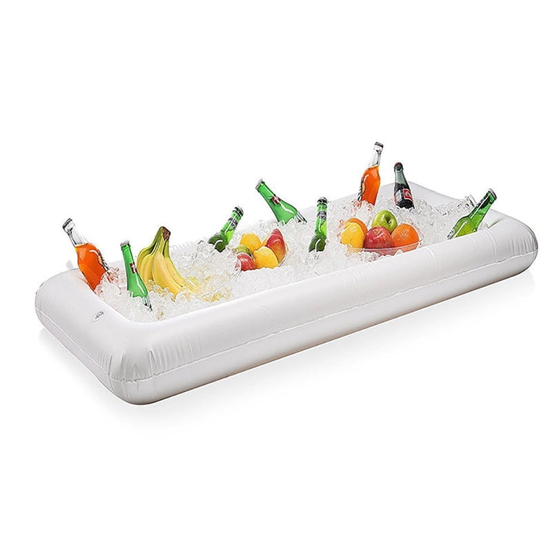 Amyhome Inflatable Serving Bar,Pool Table Serving Bar Salad Ice Tray Fruit/Food/Drink Containers Cooler Bin for Summer Pool Party Buffet/Table/Water/BBQ/Picnic 2pcs 