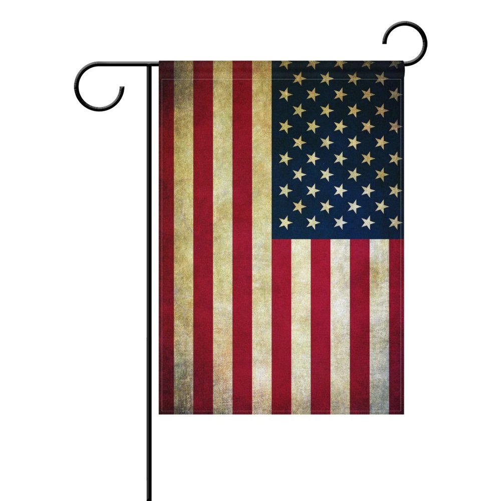 POPCreation Vintage American Flag Day Striped Star Garden Flag July 4th