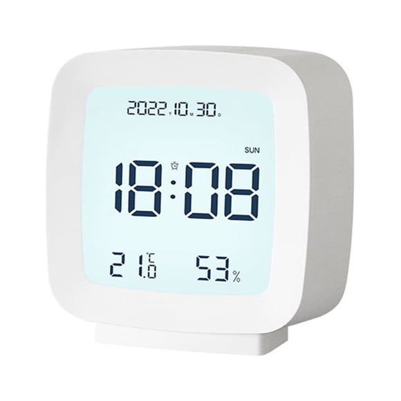 Reloj digital Toystoory Reemplazo cuadrado control de voz LCD Alarmas Termómetro Blanco