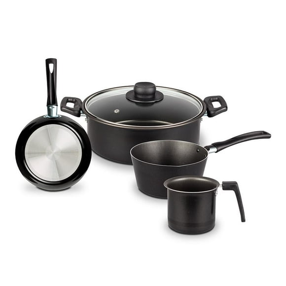 Batería de Cocina Casamoda 5 piezas Negra con Duraflon de Alto Rendimiento