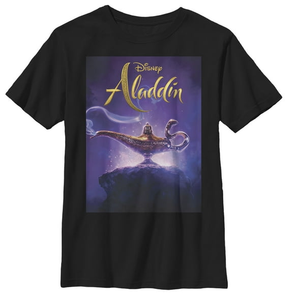 T-Shirt Magique Affiche de Film Aladdin Garçon - Noir - Grand