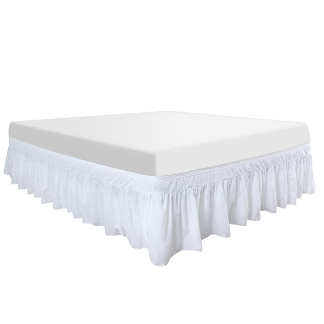 Unique Bargains Polyester Bed Skirt Durable 16 Inch Drop Easy Fit Wrinkle, Elastic Dust Ruffles Bedskirts