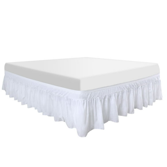 Unique Bargains Polyester Bed Skirt Durable 16 Inch Drop Easy Fit Wrinkle, Elastic Dust Ruffles Bedskirts