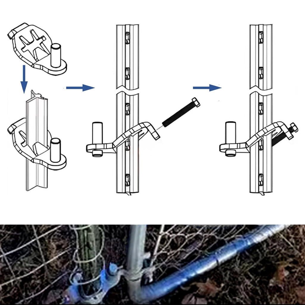2lots Stainless Steel T Post Gate Hinges Set Heavy Type Fence Door Hardware for Garden Gate