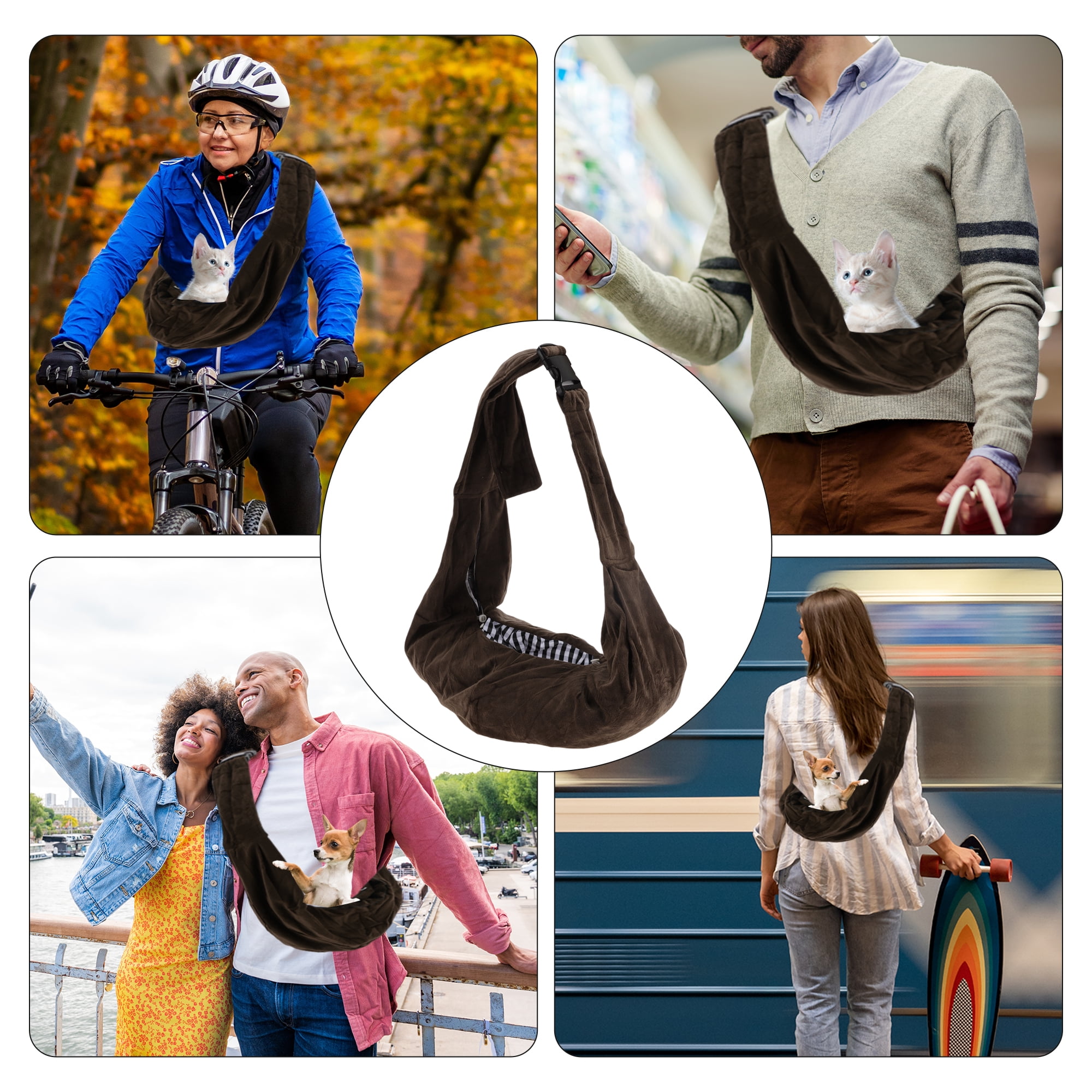 Unique Bargains Flannel Pet Sling Carrier Adjustable Pet Sling for Small Dogs and Cats