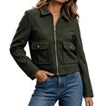 thumbnail image 7 of Mifsaly Womens Cropped Bomber Jackets Zip Up Collared Fall Coat Slim Fit Trendy 2026 Daily Casual Going Out Work Office Lounge Outfits with Pockets Green,L, 7 of 7