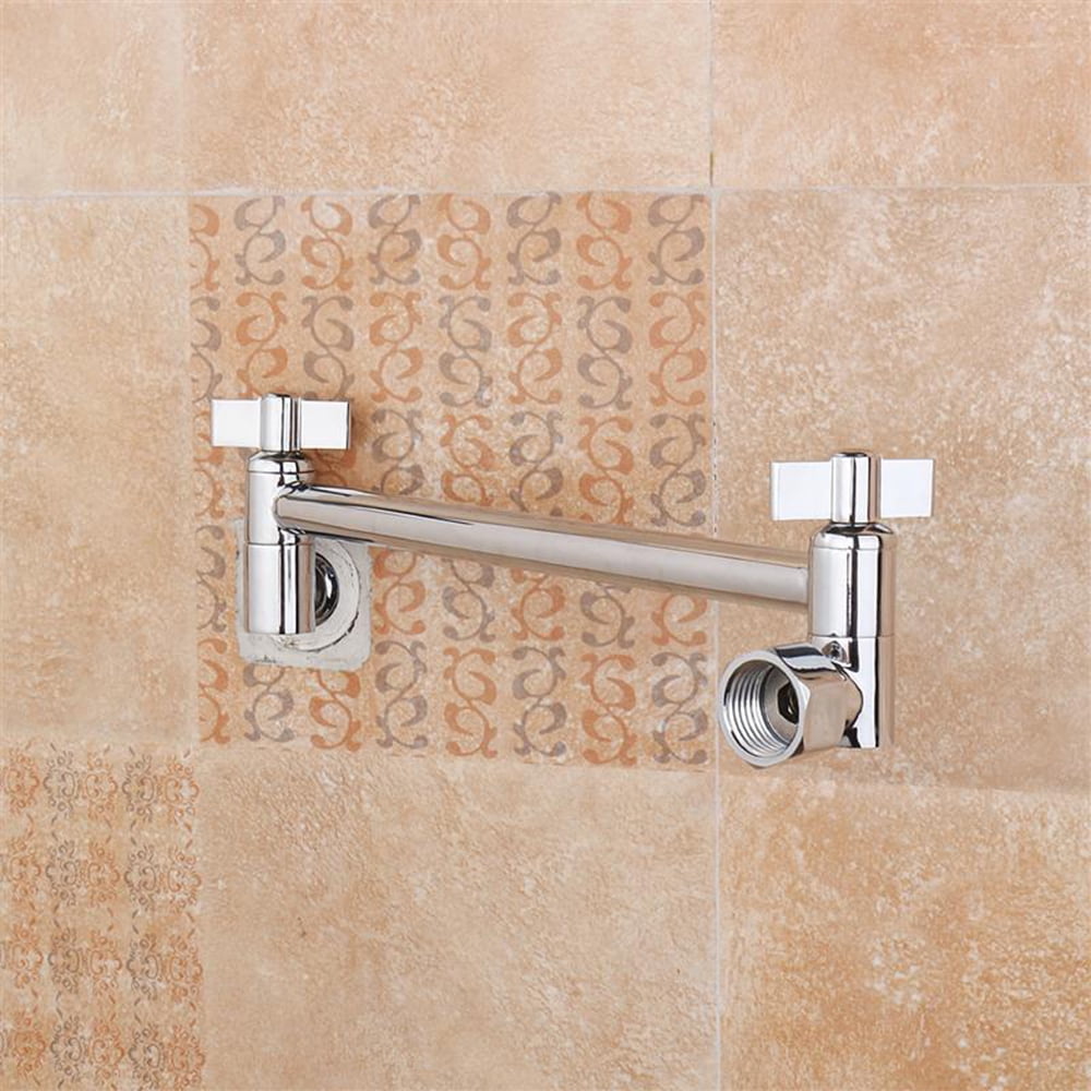 YAHHU 11 Inch Adjustable Shower Arm Extension Solid Brass Wall Mount Bath Fixture for Rainfall and Handheld Showerheads Polished Chrome (11 in / 27.9 cm)