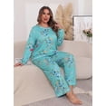 thumbnail image 6 of Cueply Women's Plus Size Pajama Set Long Sleeve Pjs Long Pants Sleepwear Two Piece Loungewear with Pockets, 6 of 7