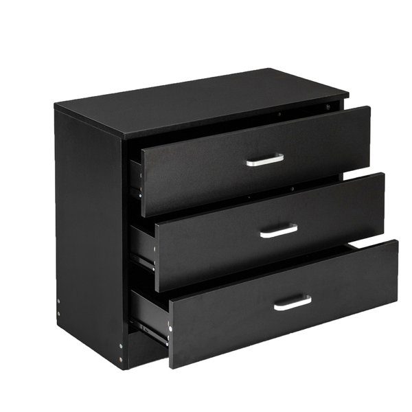 Alvantor Modern Black 3-Drawer Storage Chest, P2 Particle Board, Compact Design, 25.98 x 13 x 22.05 inches