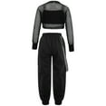 thumbnail image 2 of Haitryli Kids Girls 3Pcs Hip Hop Jazz Dance Outfits Hollow Out Crop Top Baggy Cargo Pants Streetwear Black 6, 2 of 5