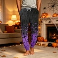 thumbnail image 3 of Domuza Halloween Pajama Pants for Men Casual Stretch Waist Drawstring Jogger Pjs Trousers Funny Novelty Print Lightweight Comfy Home Trousers Purple S, 3 of 5