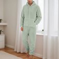 thumbnail image 6 of Men's Hooded Onesie Pajamas Lightweight Fuzzy Fleece Zip Up Jumpsuit Long Sleeve One Piece Pjs Romper Warm Loungewear with Pocket, 6 of 6