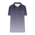 thumbnail image 3 of Yaoyar Mens Retro Solid Color Short Sleeve Gradient Top Button Down Pocket Collar Casual Top Traditional Heritage Design Classic Style Short Sleeve Shirt, 3 of 7