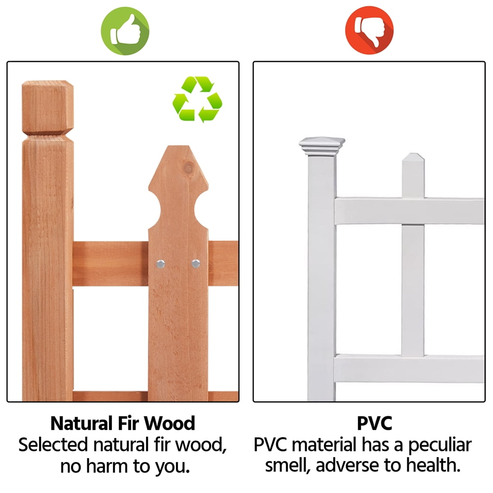 Renwick Rustic Wood Garden Picket Fence Border for Garden Decoration, Brown