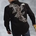 thumbnail image 1 of Camisas para hombre, estilo retro, informal, con estampado floral dorado en HD, para primavera y verano, con solapa, manga larga, tendencia de moda 2024, 1 of 6