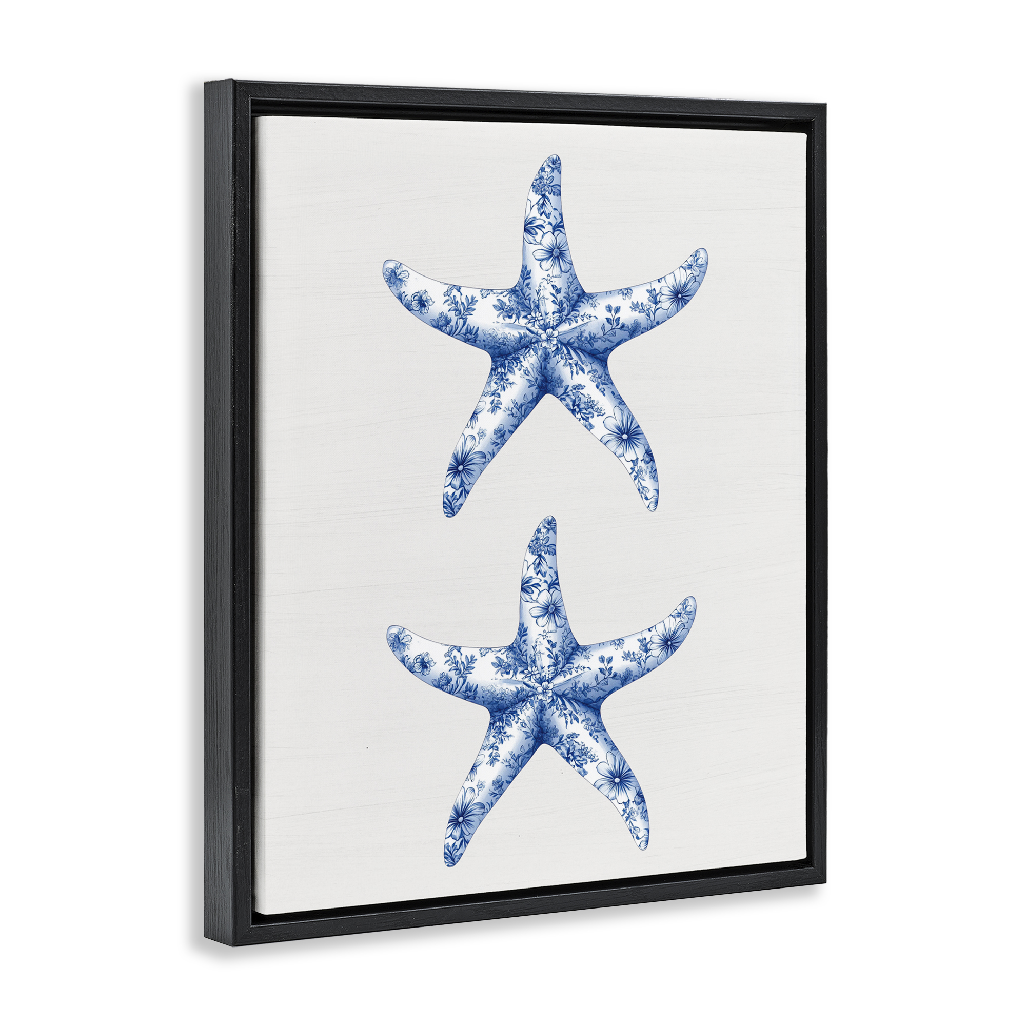 Vintage Toile Starfish Black Framed Floater Canvas Wall Art, design by Lettered and Lined