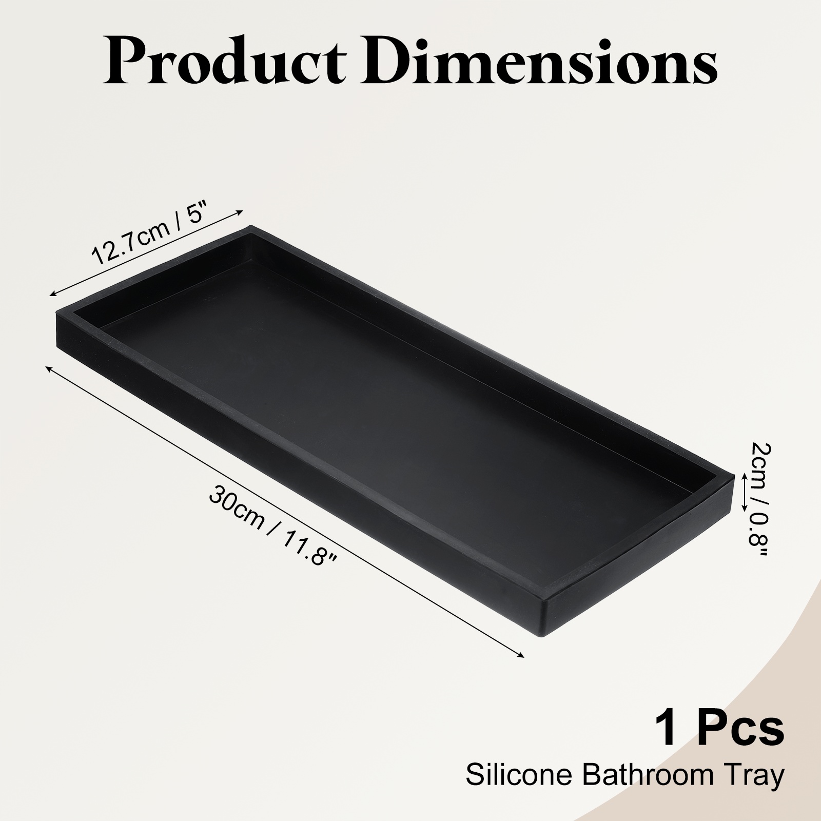 Bathroom Vanity Tray, 11.8"x5" Silicone Soap Dispenser Trays, Black