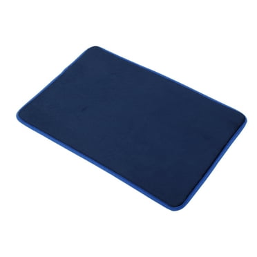 Unique Bargains Solid Color Pattern Bathroom Rugs Polyester Bath Mat Machine Washable Navy Blue 60x40cm