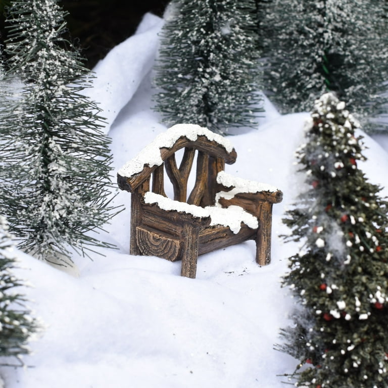 Mini Snow Covered Wood Park Bench Outdoor Fairy Garden Dollhouse Landscape Decor Mini Snow Covered Wood Park Bench Outdoor Fairy Garden Dollhouse Landscape Decor