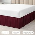 thumbnail image 2 of CCNY Dust Ruffled Style Bed Skirt Short Queen size Adjustable Elastic 10" Drop Length Microfiber Made Wine Bedskirts, 2 of 6