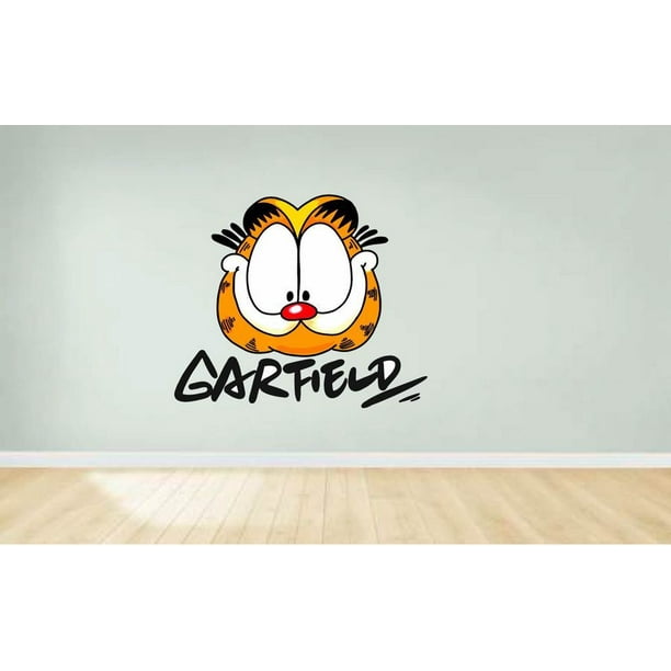 Garfield The Cat Happy Face Cartoon Character Wall Art Sticker Vinyl Decals  Baby Girls Boys Children Kids Bedroom House Classroom Wall Decor Removable  Sticker Peel and Stick Size (10x10 inch) 
