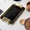 black/gold, variant on 3 Pack Serving Tray with Handles Stackable Reusable Trays for Serving Food Plastic Serving Platters for birthday Party Charcuterie Fruit Appetizer BBQ Pool snacktray festive party platter