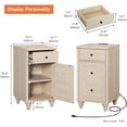 thumbnail image 3 of YANGLI Nightstands with Charging Station, Set of 2 End Table with Power Outlets & USB Ports for Living Room, Modern Side Table with Drawer & Storage Cabinet for Bedroom, Beige, 3 of 6