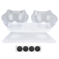 thumbnail image 1 of Cuenco doble inclinado de 15° para gatos con protector de cuello, comedero para mascotas, para el hogar, tienda de mascotas y sala de estar (base blanca transparente)., 1 of 14