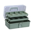 thumbnail image 2 of Caja de almacenamiento de 3 niveles, estuche de arte plegable, organizador de manualidades multifuncional, caja de aparejos portátil para maquillaje, Verde, 2 of 8