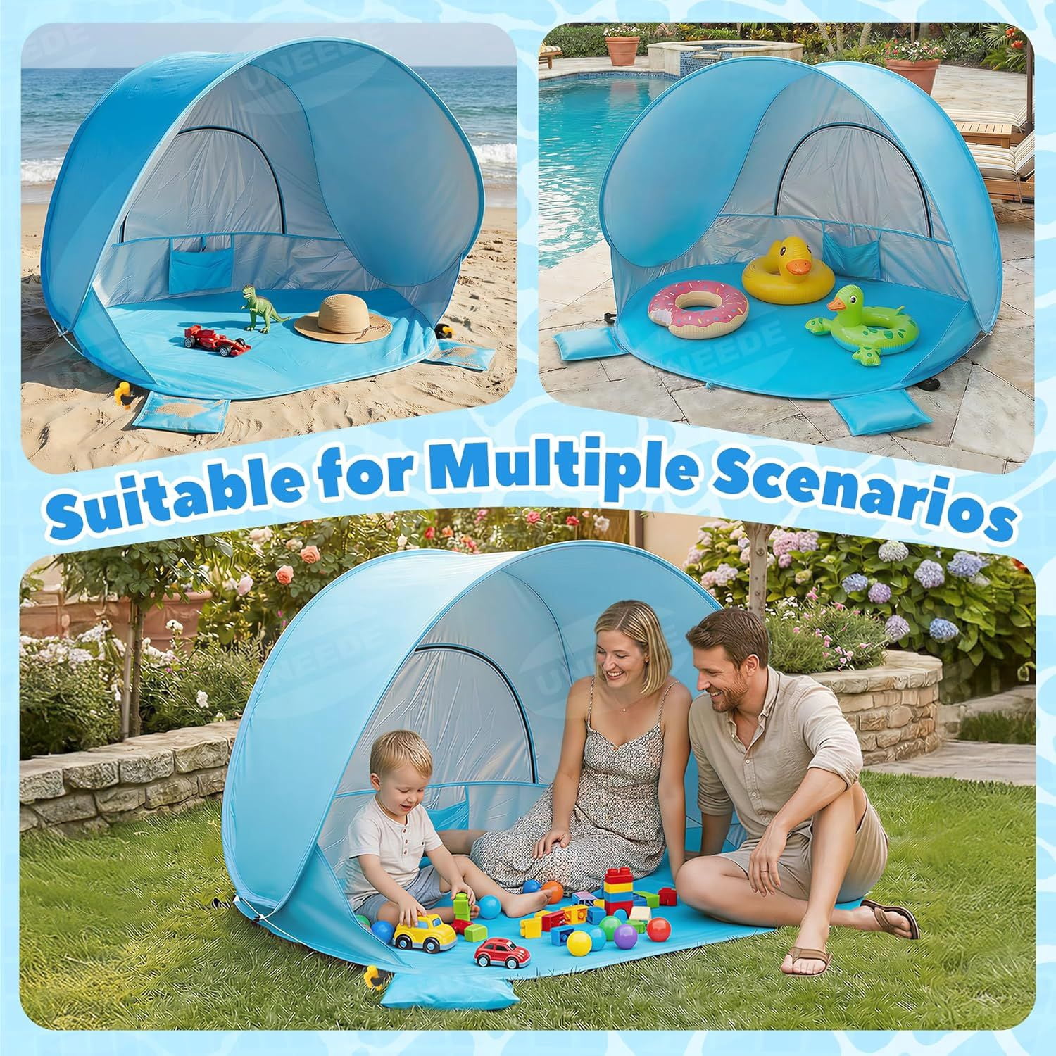 Baby Beach Tent Pop Up Baby Tent with UV Protection, Portable Infant Shade Canopy, Must-Have Beach Baby Essentials