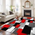 thumbnail image 4 of Modern Abstract Art 8x10 Area Rug for Living Room Sectional Sofa, Red Gray Black Rectangular Geometric Washable Non Slip Large Rectangle Area Rug, 4 of 9