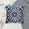 thumbnail image 2 of Navy Blue Ethnic Boho Pillow Covers Bohemian Carpet Style Vintage Navy Flower Print Decorative Throw Pillows Outdoor Linen Square Cushion Case Farmhouse Decor for Home Sofa Bed, 2 of 5