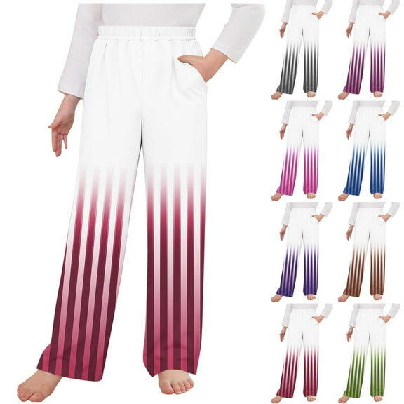 Swuxness Toddler Casual Home Pants, Kids Fall Long Pants, Kids Gradient Stripe Print Elastic Waist Straight Leg Sweatpants for Boys and Girls Blue, 6-7 Years